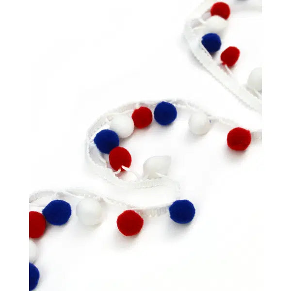 Pom Pom Trim - Red, White & Blue | Truro Fabrics