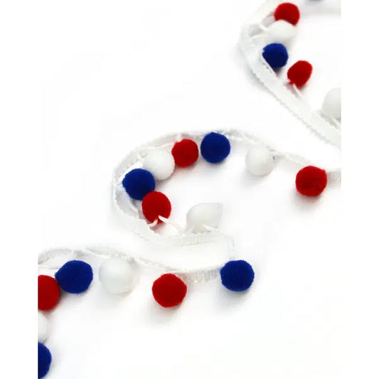 Pom Pom Trim - Red, White & Blue | Truro Fabrics