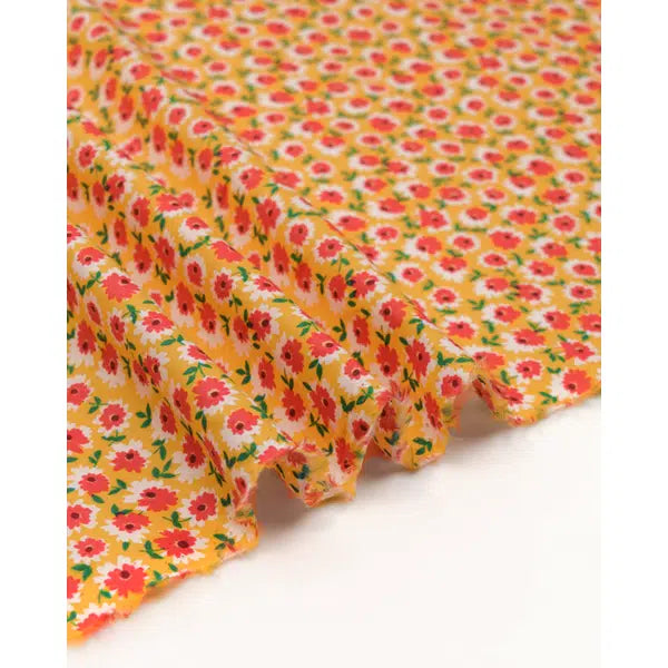 Pure Cotton Fabric - Ditsy Dahlias Yellow – view 2 | Truro Fabrics