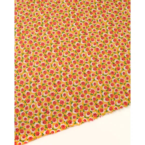 Pure Cotton Fabric - Ditsy Dahlias Yellow – view 3 | Truro Fabrics