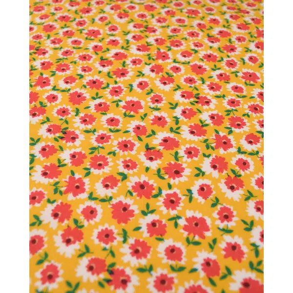 Pure Cotton Fabric - Ditsy Dahlias Yellow | Truro Fabrics