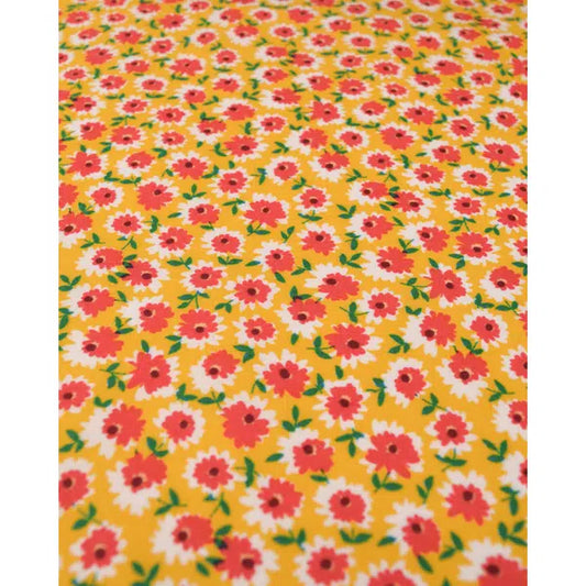 Pure Cotton Fabric - Ditsy Dahlias Yellow | Truro Fabrics