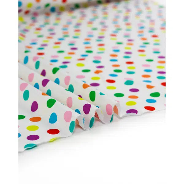 Pure Cotton Lawn Fabric - Rainbow Polka – view 2 | Truro Fabrics