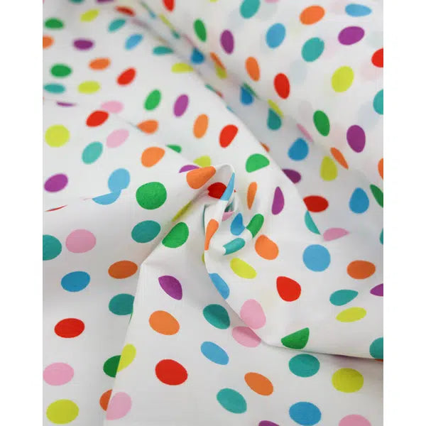 Pure Cotton Lawn Fabric - Rainbow Polka | Truro Fabrics