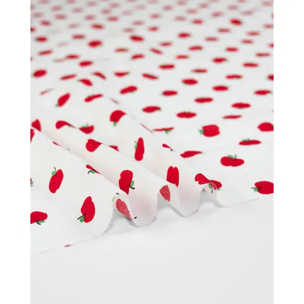 Pure Cotton Lawn Fabric - Red Apple Polka – view 3 | Truro Fabrics