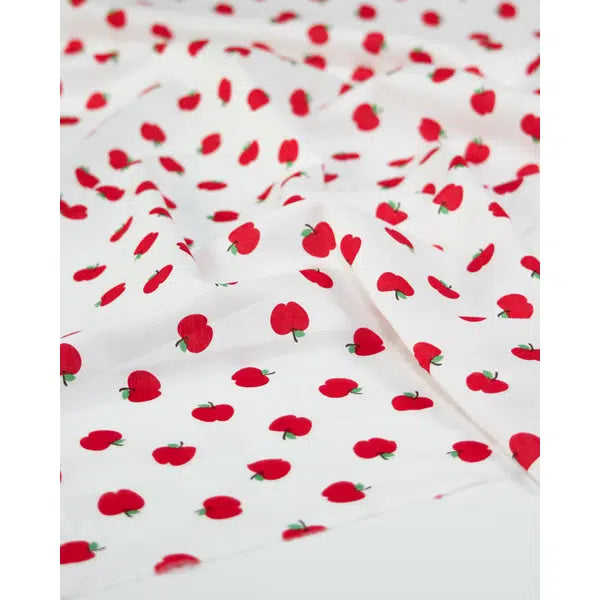 Pure Cotton Lawn Fabric - Red Apple Polka | Truro Fabrics