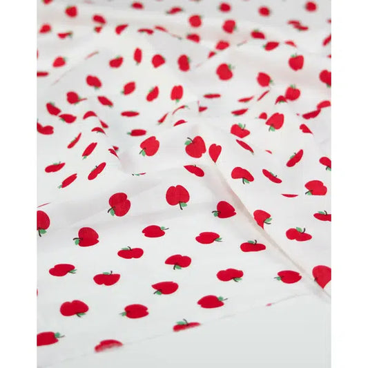 Pure Cotton Lawn Fabric - Red Apple Polka | Truro Fabrics