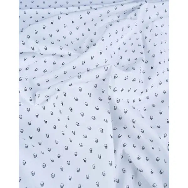 Pure Cotton Lawn Fabric - Tiny Skulls White – view 4 | Truro Fabrics