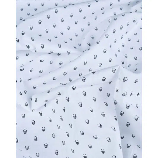 Pure Cotton Lawn Fabric - Tiny Skulls White | Truro Fabrics