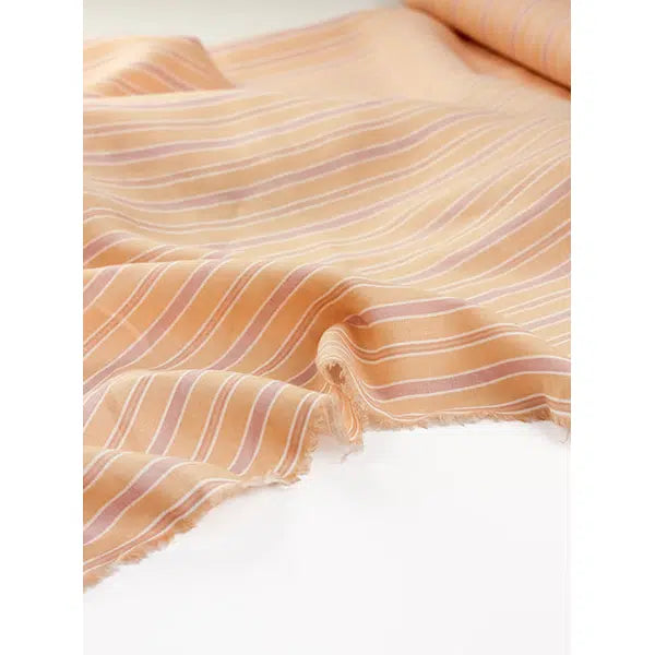 Pure Linen Fabric - Soda Stripe - Peach – view 4 | Truro Fabrics