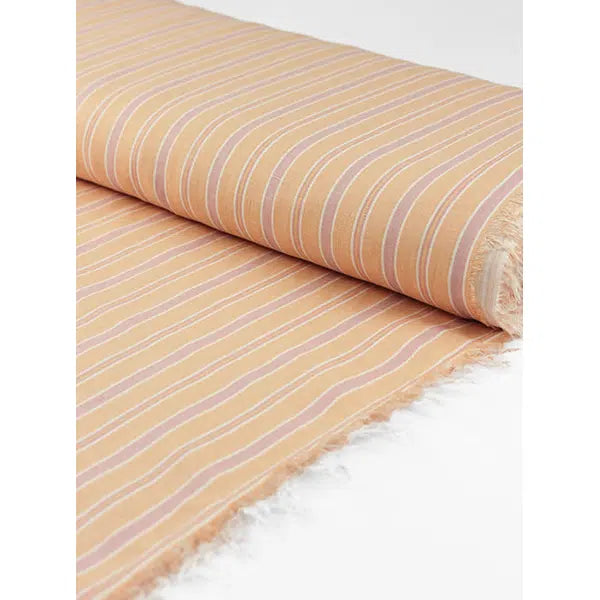 Pure Linen Fabric - Soda Stripe - Peach – view 5 | Truro Fabrics
