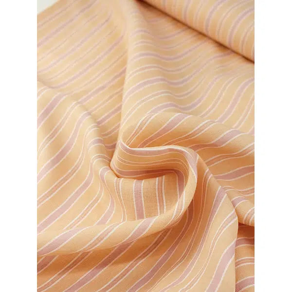 Pure Linen Fabric - Soda Stripe - Peach | Truro Fabrics