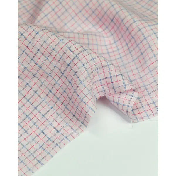 Pure Linen Fabric - Tattersall Check Parfait – view 2 | Truro Fabrics