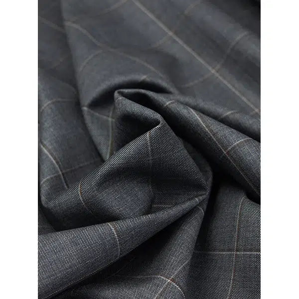 Pure Wool Challis Fabric - Ember Windowpane Check – view 2 | Truro Fabrics