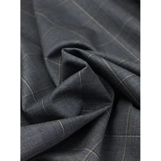 Pure Wool Challis Fabric - Ember Windowpane Check – view 2 | Truro Fabrics