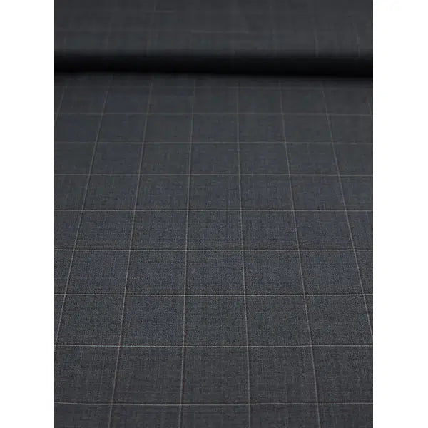 Pure Wool Challis Fabric - Ember Windowpane Check – view 3 | Truro Fabrics