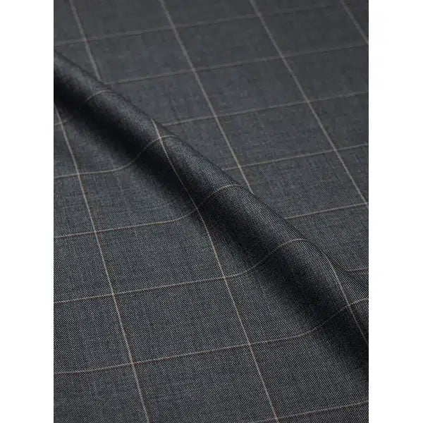 Pure Wool Challis Fabric - Ember Windowpane Check | Truro Fabrics