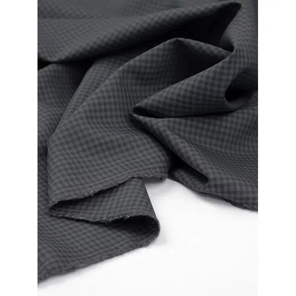 Pure Wool Challis Fabric - Graphite Gingham – view 4 | Truro Fabrics
