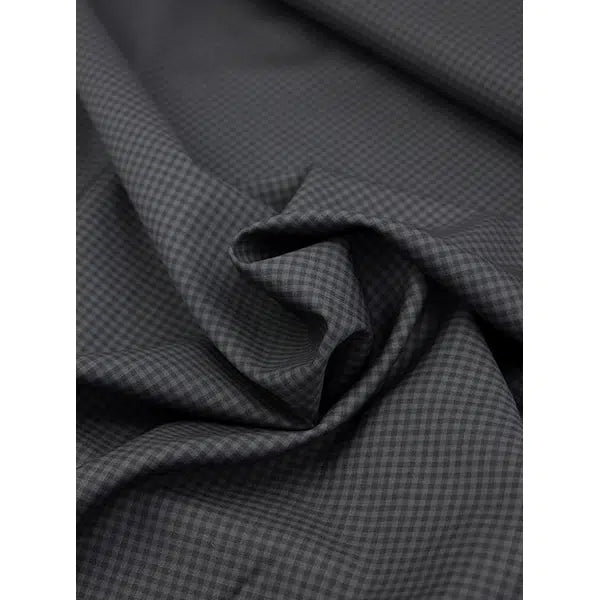 Pure Wool Challis Fabric - Graphite Gingham | Truro Fabrics