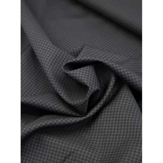 Pure Wool Challis Fabric - Graphite Gingham | Truro Fabrics