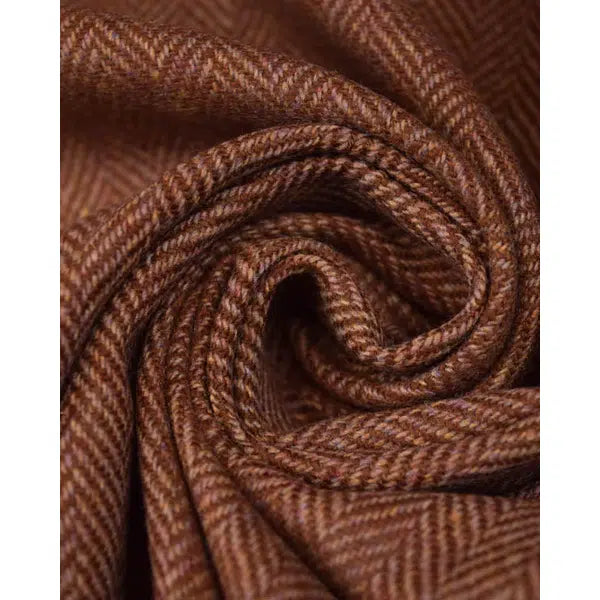 Pure Wool Donegal Tweed Fabric - Brown Herringbone – view 3 | Truro Fabrics