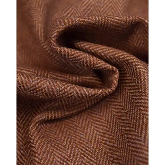 Pure Wool Donegal Tweed Fabric - Brown Herringbone | Truro Fabrics