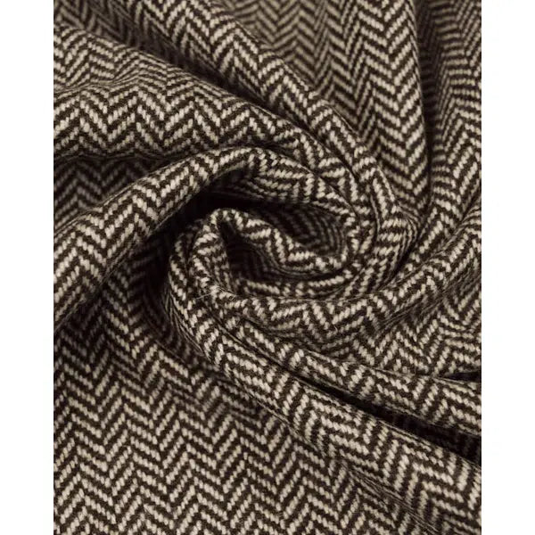 Pure Wool Donegal Tweed Fabric - Brown & Ivory Herringbone – view 4 | Truro Fabrics