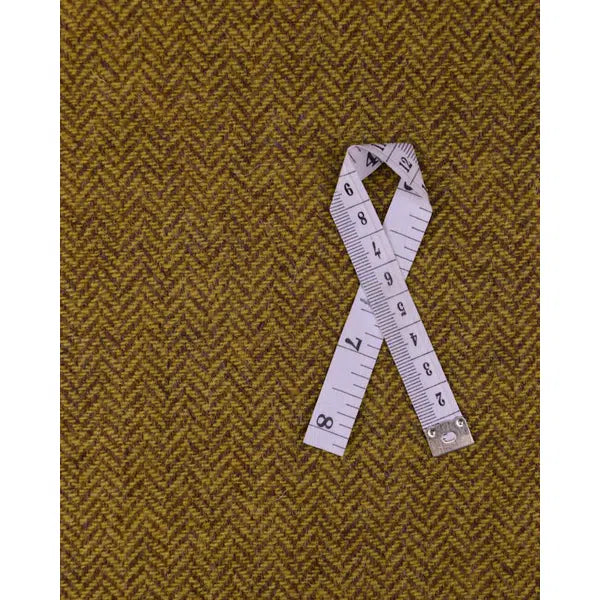 Pure Wool Donegal Tweed Fabric - Chartreuse Herringbone – view 3 | Truro Fabrics