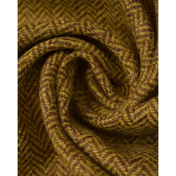 Pure Wool Donegal Tweed Fabric - Chartreuse Herringbone – view 4 | Truro Fabrics