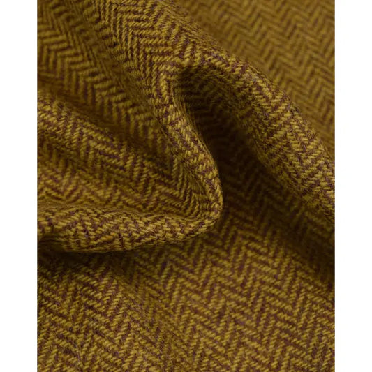 Pure Wool Donegal Tweed Fabric - Chartreuse Herringbone | Truro Fabrics