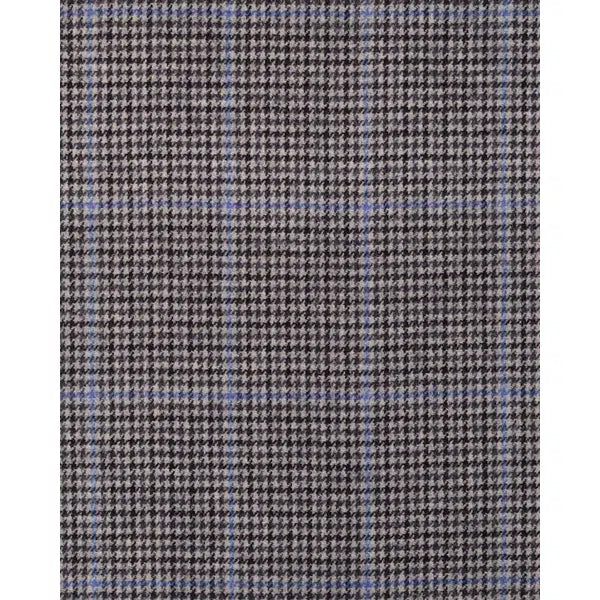 Pure Wool Donegal Tweed Fabric - Grey & Blue Houndstooth Check – view 2 | Truro Fabrics