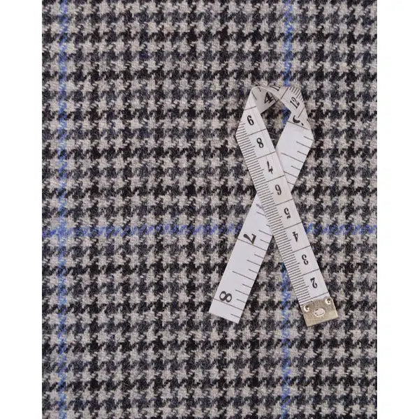 Pure Wool Donegal Tweed Fabric - Grey & Blue Houndstooth Check – view 3 | Truro Fabrics