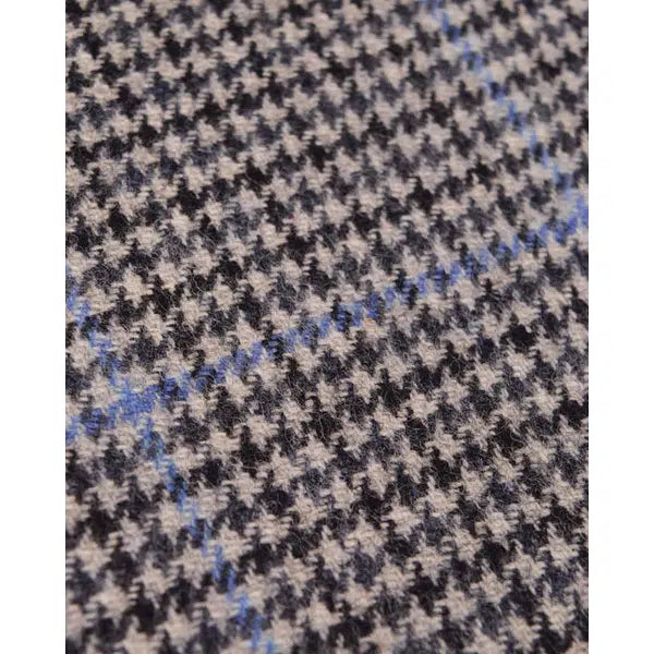 Pure Wool Donegal Tweed Fabric - Grey & Blue Houndstooth Check – view 5 | Truro Fabrics