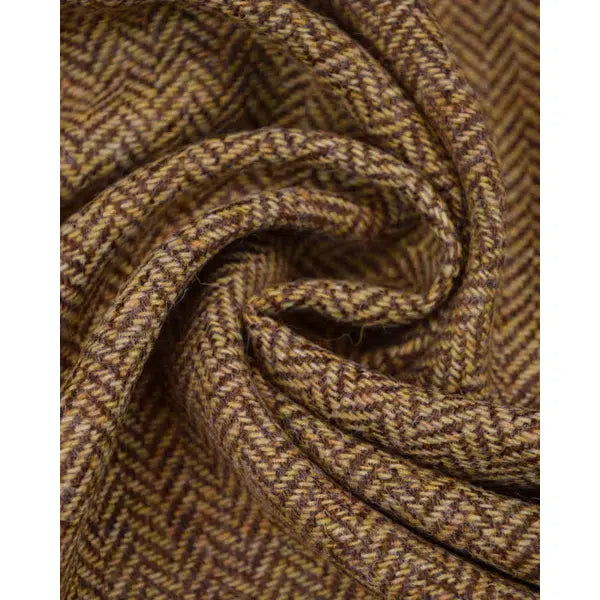 Pure Wool Donegal Tweed Fabric - Mustard Herringbone – view 4 | Truro Fabrics
