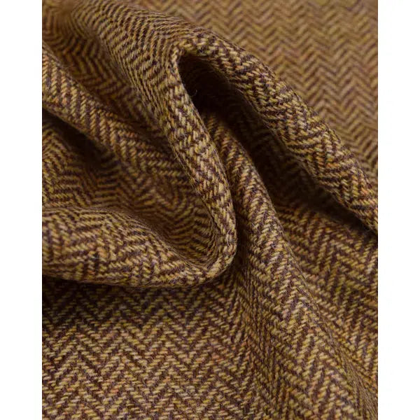 Pure Wool Donegal Tweed Fabric - Mustard Herringbone | Truro Fabrics
