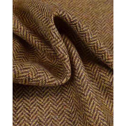 Pure Wool Donegal Tweed Fabric - Mustard Herringbone | Truro Fabrics