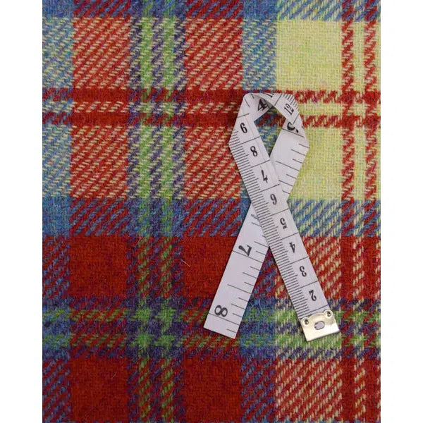 Pure Wool Donegal Tweed Fabric - Red & Blue Plaid – view 3 | Truro Fabrics