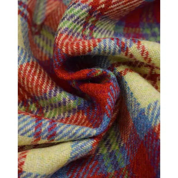 Pure Wool Donegal Tweed Fabric - Red & Blue Plaid – view 4 | Truro Fabrics