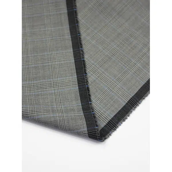 Pure Wool Suiting Fabric - Glen Plaid Flint – view 2 | Truro Fabrics