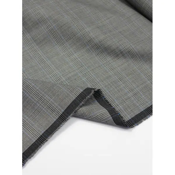 Pure Wool Suiting Fabric - Glen Plaid Flint – view 6 | Truro Fabrics