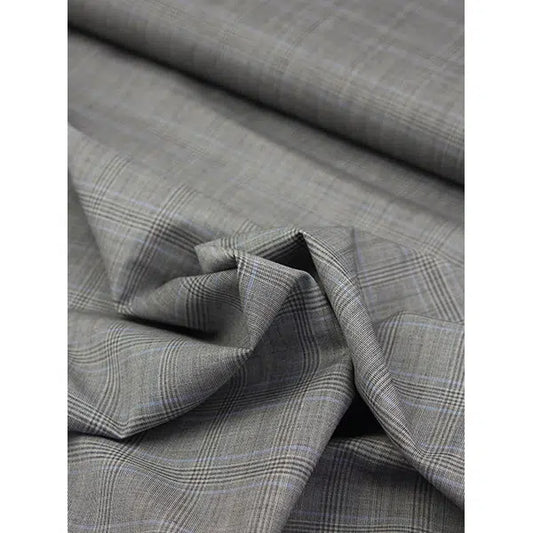 Pure Wool Suiting Fabric - Glen Plaid Flint | Truro Fabrics
