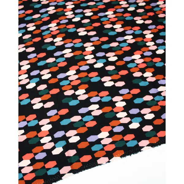 Rayon Challis Fabric - Bold & Bloom - Hexies – view 3 | Truro Fabrics