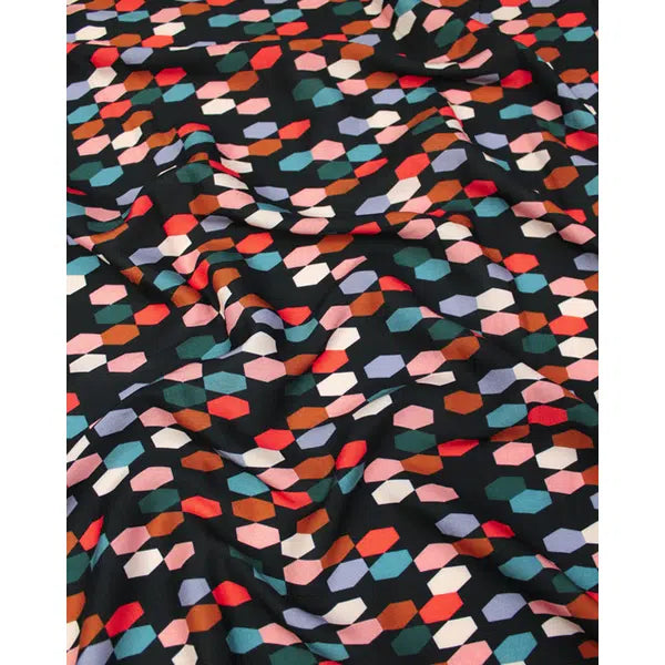 Rayon Challis Fabric - Bold & Bloom - Hexies – view 4 | Truro Fabrics