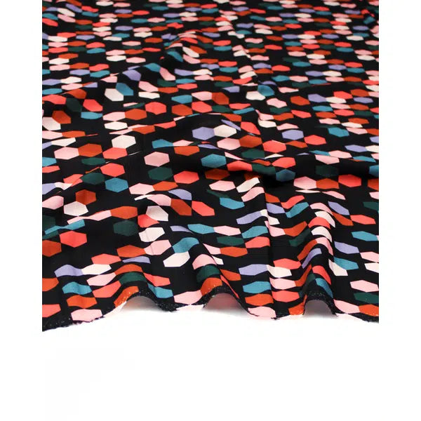 Rayon Challis Fabric - Bold & Bloom - Hexies | Truro Fabrics