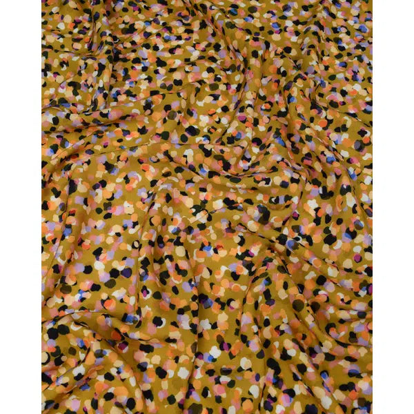 Rayon Challis Fabric - Party Spot - Caramel Sundae – view 3 | Truro Fabrics
