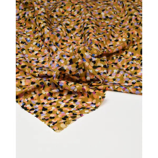 Rayon Challis Fabric - Party Spot - Caramel Sundae – view 5 | Truro Fabrics