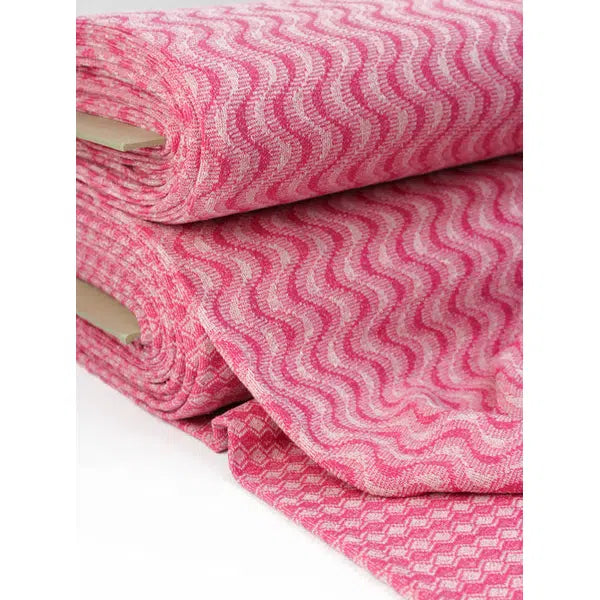 Recycled Jacquard Knit Fabric – Pinkini Wave – view 3 | Truro Fabrics