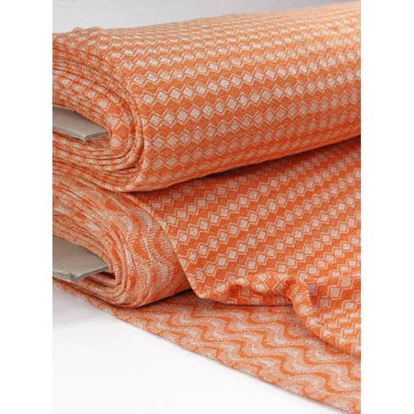 Recycled Jacquard Knit Fabric – Tangerina Diamond – view 3 | Truro Fabrics