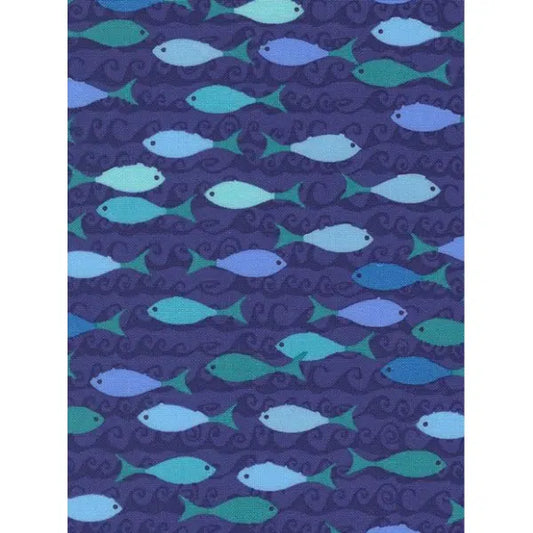 Reef - Patchwork Cotton Fabric - School of Fish - Seafoam | Truro Fabrics