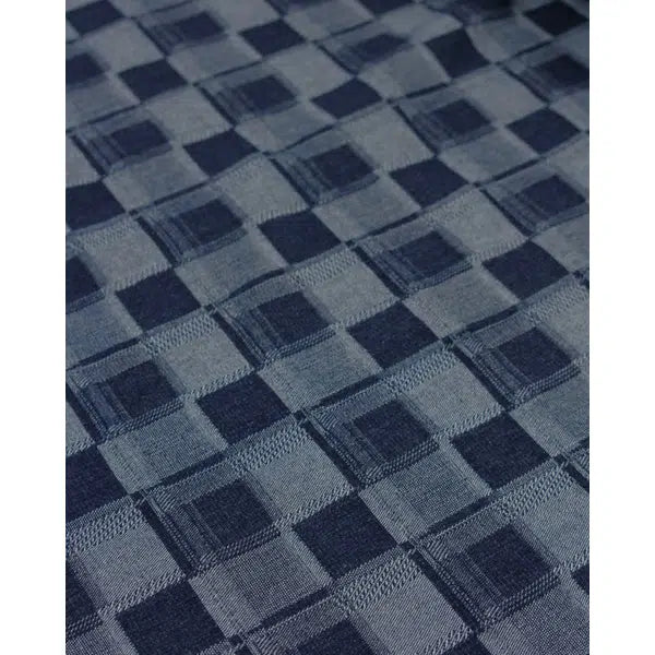 REMNANT 10.5oz Checkered Jacquard Denim - Indigo - 80cm x 175cm – view 3 | Truro Fabrics